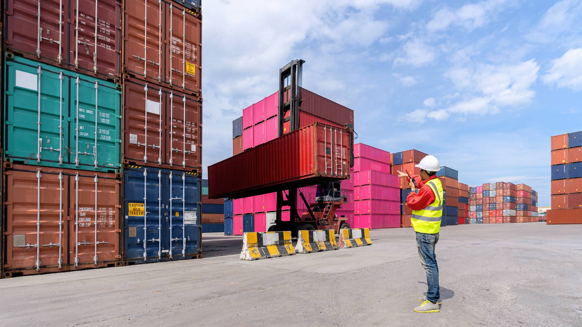 A container terminal being worked