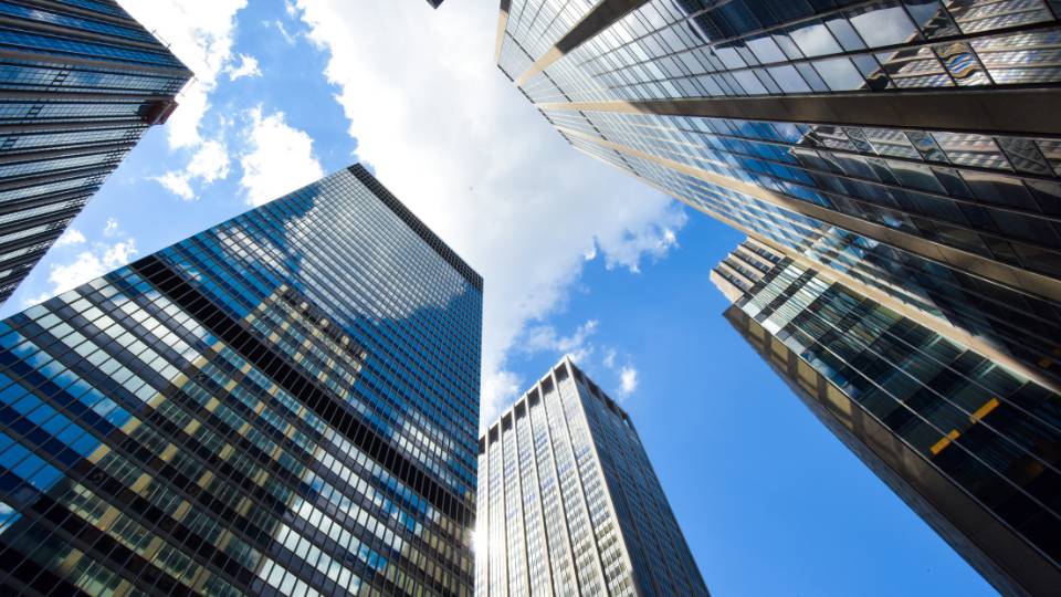 A corporate district skyline