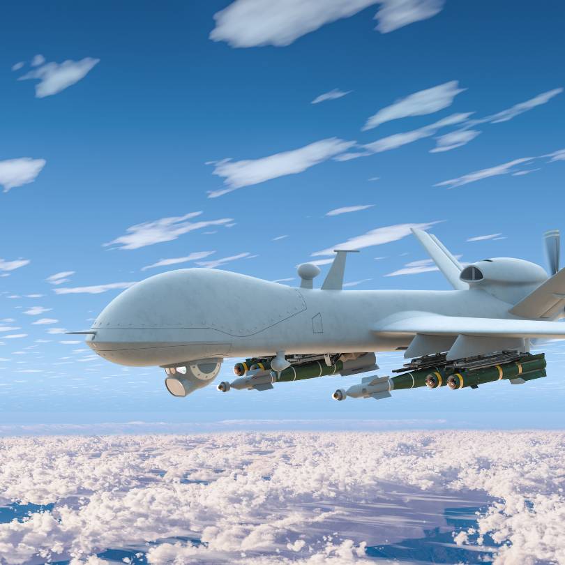 An unmanned aerial vehicle in flight